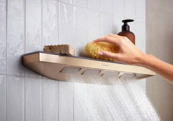 Боковой душ с полкой Hansgrohe Rainfinity 500 1jet 26243140 шлифованная бронза