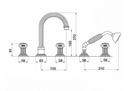 Смеситель на борт ванны Cezares Olimp OLIMP-BVD-01-O