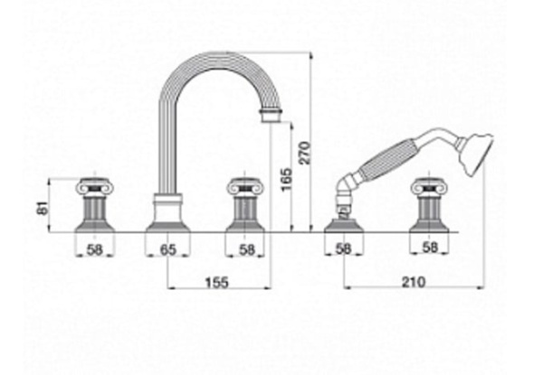 Смеситель на борт ванны Cezares Olimp OLIMP-BVD-01-M Смеситель на борт ванны Cezares Olimp OLIMP-BVD-01-M