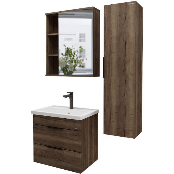 Тумба подвесная Grossman ФОРТА-70 см 1070032 с 2-я ящ, темный дуб