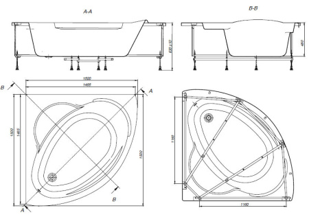 Акриловая ванна Roca Bali (150x150) ZRU9302916