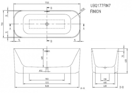 Ванна акриловая Villeroy&Boch Finion UBQ177FIN7A100V401 170x70