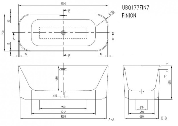 Ванна акриловая Villeroy&Boch Finion UBQ177FIN7A100V401 170x70 Ванна акриловая Villeroy&Boch Finion UBQ177FIN7A100V401 170x70