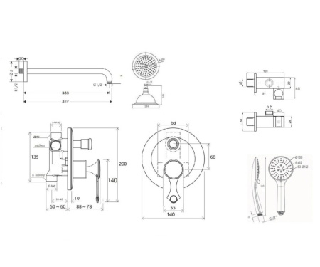 Душевой комплект Bronze de Luxe Yasmina NT800/B03-2