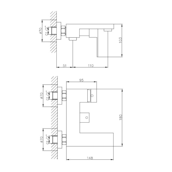 Смеситель для ванны Haiba HB60803-7 Смеситель для ванны Haiba HB60803-7