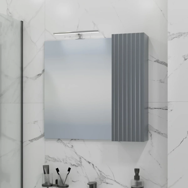 Зеркальный шкаф Санта Юпитер 700545 70x65 см L/R, со светильником, графит матовый