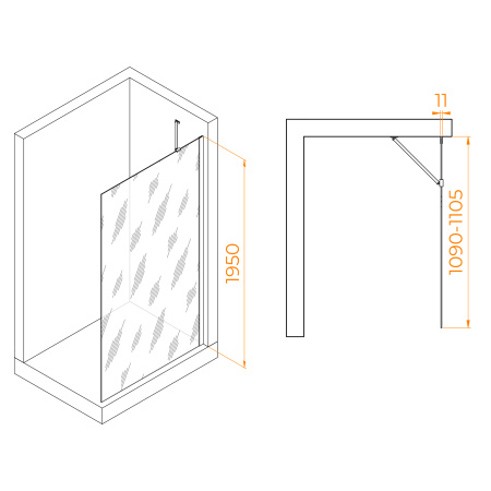 Душевая перегородка 110 см RGW WA-102B Walk In 351010211-24 матовое