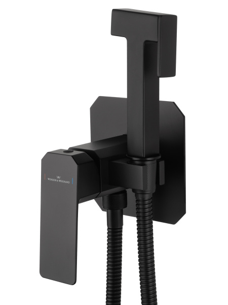 Смеситель с гигиеническим душем встраиваемый WONZON & WOGHAND DIAMOND, черный матовый WW-88829011-MB