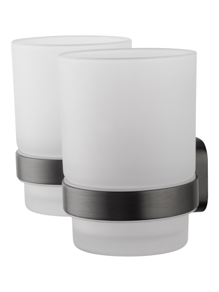 Два стакана для зубных щеток с держателем WONZON & WOGHAND GRAFFITY, темный графит WW-9328-GM