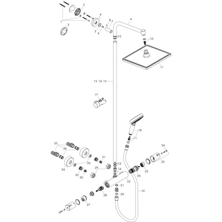 Душевая система с термостатом Hansgrohe Crometta Е 240 1jet Showerpipet EcoSmart 27281000 хром