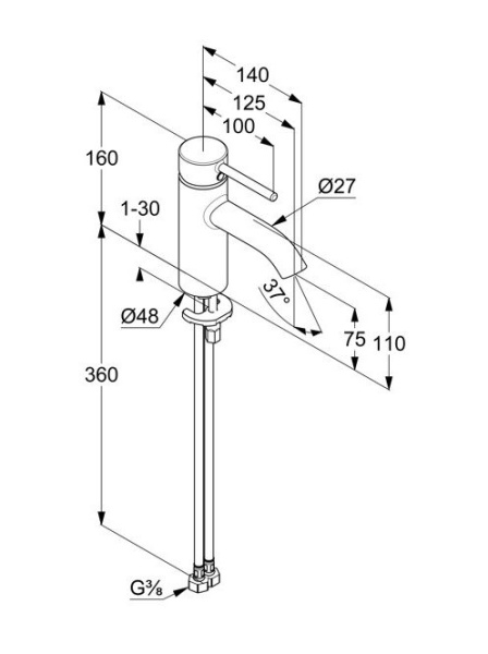 Смеситель для раковины Kludi Bozz 383893976