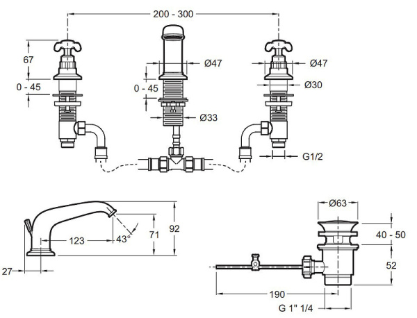 Смеситель для раковины Jacob Delafon Cleo 1889 E24306-CP