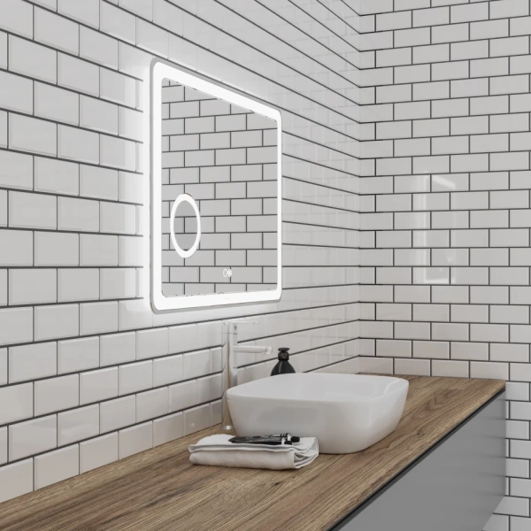 Зеркало (90х80) Grossman Leo 169080 LED с сенсорным выкл.,подогревом и увеличительным стеклом