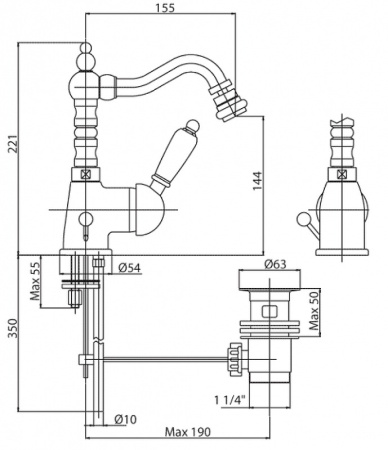 Смеситель для раковины Cezares VINTAGE VINTAGE-BSM2-02-Sw