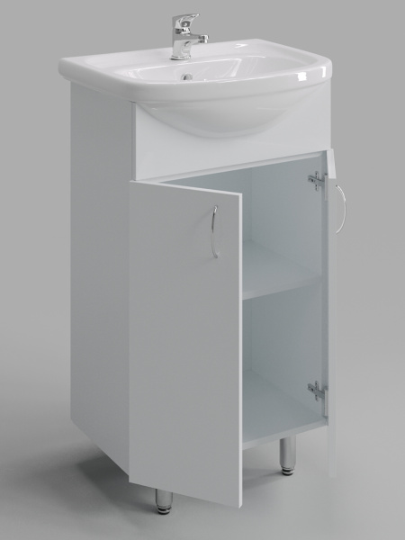 Тумба напольная с раковиной Orange Лайт LA-50TUW+RA белый