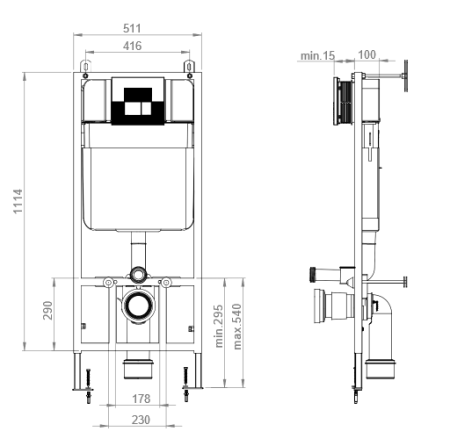 Инсталляция beWash для подвесного унитаза BW74 500RZVSN074HM0000001