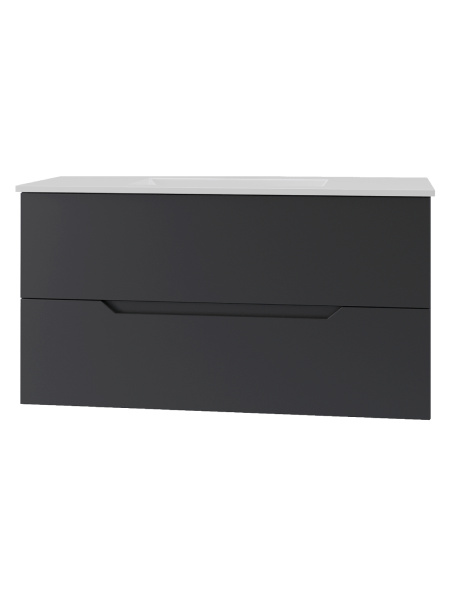 Тумба подвесная с раковиной Orange Line Li-100Tub+Ra черный матовый