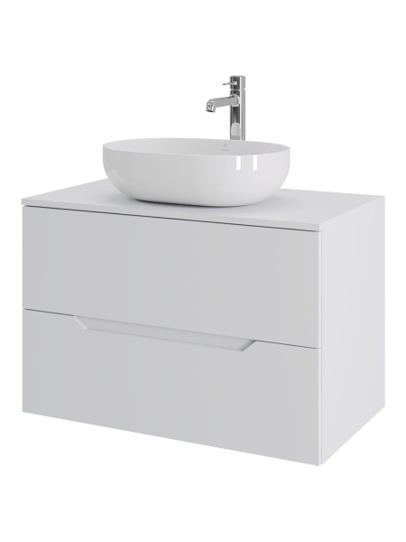 Тумба с раковиной подвесная 80 см, Orange Line Li-80TuwMDF+B05-480W белый