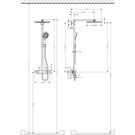 Душевая система с термостатом Hansgrohe Raindance Select S 300 1jet Showerpipe 27114000 хром