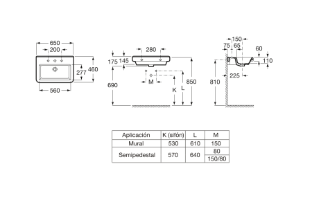 Раковина подвесная (65х46) Roca Dama-N  327783000