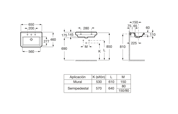Раковина подвесная (65х46) Roca Dama-N  327783000