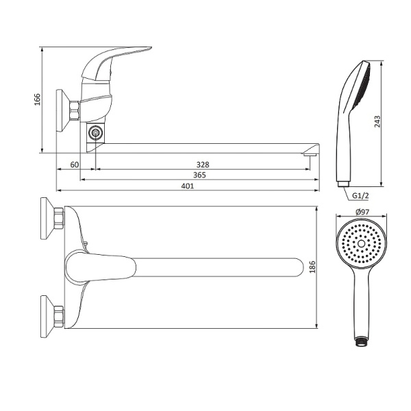 Смеситель для ванны Damixa Eclipse 319500001