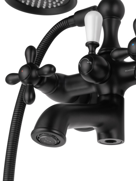 Смеситель для ванны с душем WONZON & WOGHAND RETRO, черный матовый WW-88639020-MB