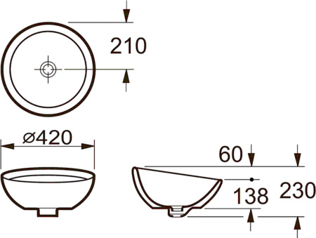Раковина накладная (42х42) Roca Bol D42 327876000