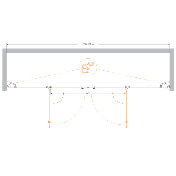 Душевая дверь (240х195) CEZARES VERONA VERONA-W-B-22-240-P-Cr