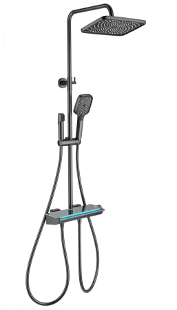 Душевая система с термостатом WONZON & WOGHAND MUSE Lumia, темный графит WW-B4174-BGG