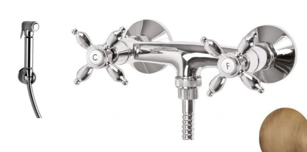 Смеситель с гигиеническим душем Cezares NOSTALGIA NOSTALGIA-DIF-02 бронза