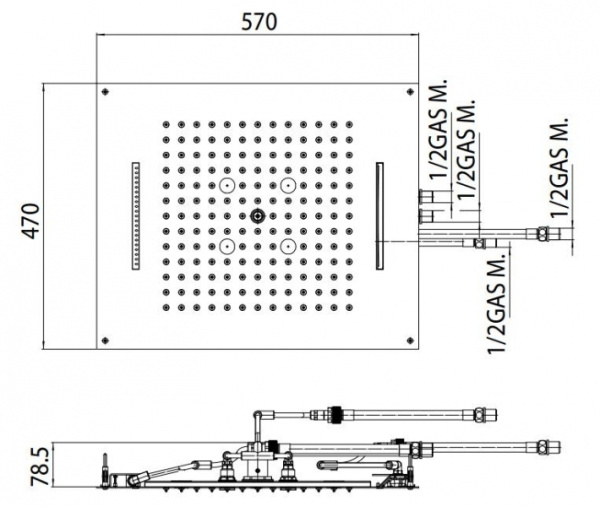 Верхний душ Bossini Dream, 3 режима, с подсветкой H38935.030