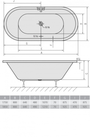 Акриловая ванна 185x80 Alpen Viva 72179
