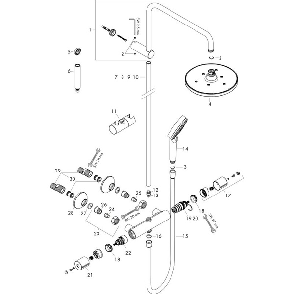 Душевая система Hansgrohe Vernis Shape Showerpipe 230 Green 26318000, хром