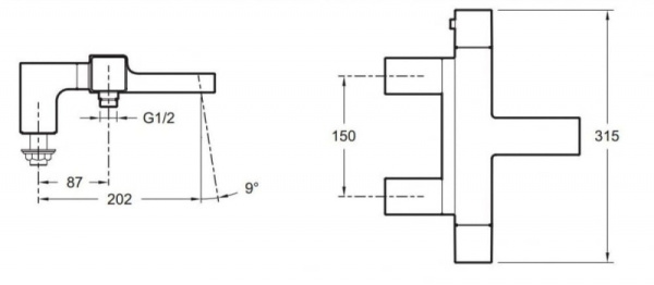 Смеситель для ванны термостатический Jacob Delafon Strayt E9129-CP