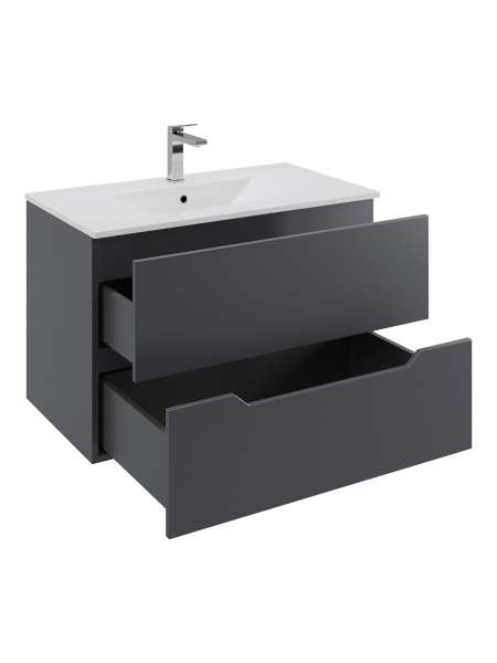 Тумба с раковиной подвесная Orange Line Li-70Tug+Ra графит матовый