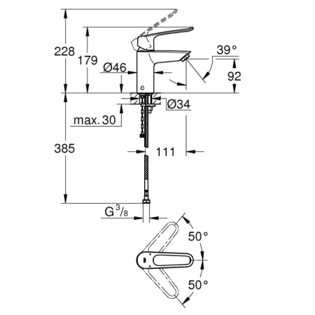 Смеситель для раковины без донного клапана Grohe Eurosmart New 23986 003 (23986003) хром