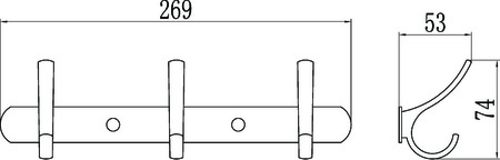 Планка с крючками 3 крючка Savol S-004253
