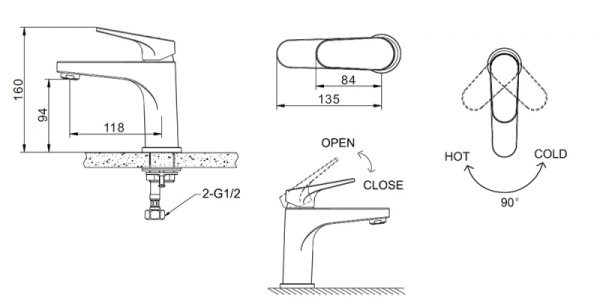 Смеситель для раковины Bravat Eler, черный F1191238BM-RUS