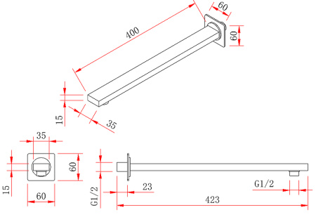 Кронштейн для верхнего душа Berges Wasserhaus Ventas S 074007