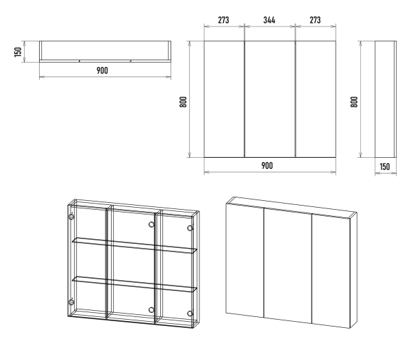 Зеркало-шкаф (90х80) Misty Аура 90 Э-Аур02090-01