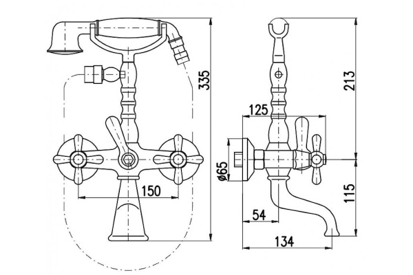 Смеситель для ванны Rav Slezak Morava Retro MK160.5/2