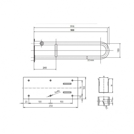 Поручень откидной U-образный, белый, 90 см Bemeta Help 301102904