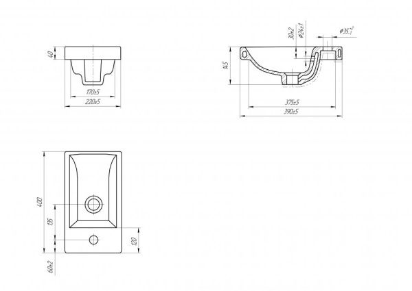 Раковина встраиваемая Onika Como 40 UM-COM40/1