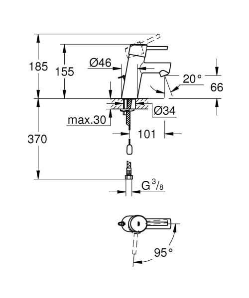 Смеситель однорычажный для раковины Grohe Concetto 23381 10E (2338110E)