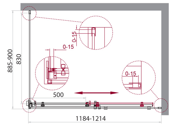 Душевой уголок (120х90) BelBagno ACQUA-AH-1-120/90-C-Cr