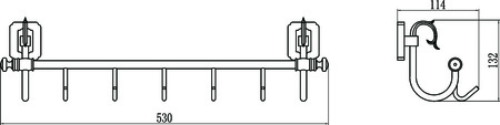 Планка с крючками 5 крючков Savol 64 S-006475
