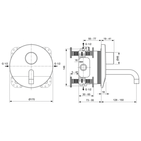 Смеситель для раковины встраиваемый Ideal Standard CERAPLUS, A6151AA