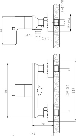 Смеситель для душа термостатический Rossinka (RS50-41)