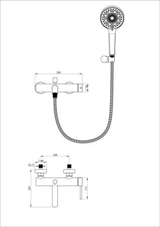 Смеситель для ванны с душем WONZON & WOGHAND STICK, хром WW-88639017-CR